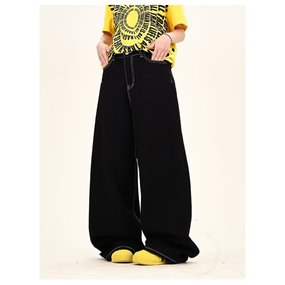 Personalized Letter Jeans Hip Hop Ins Trendy High Street Fashionable Pu Handsome Trousers