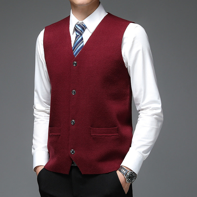 Youth Solid Color Gold Velvet Knitted Vest
