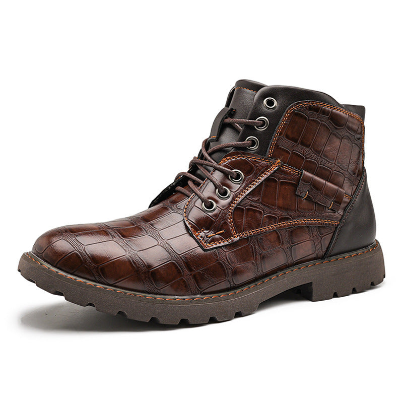 Retro Casual Outdoor Side Zipper Leather Boots