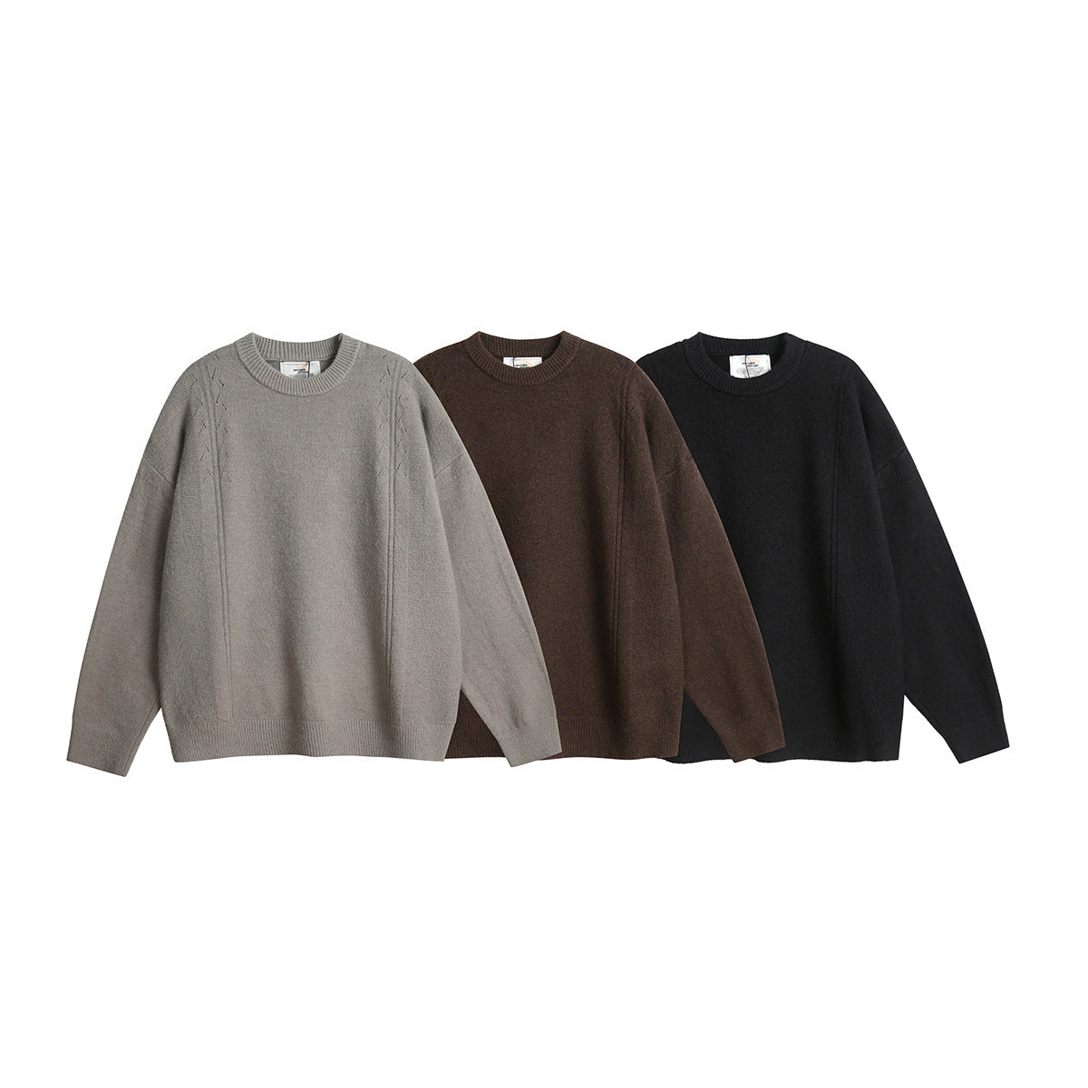 Retro Solid Color Basic Profile Sweater