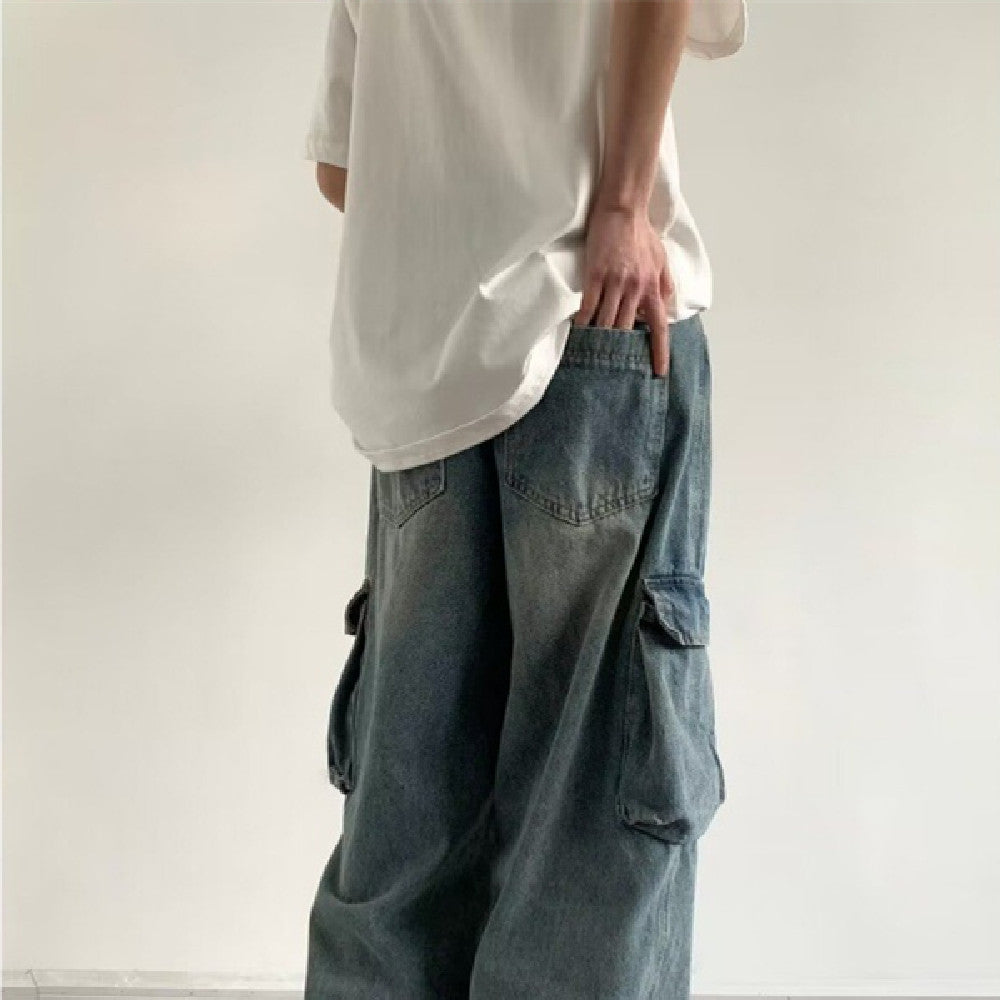Retro Overalls Male Straight-leg Wide-leg Pants