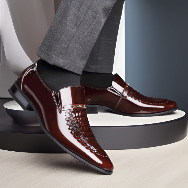 Men's Shoes New Crocodile Pattern Plus Size Patent Leather