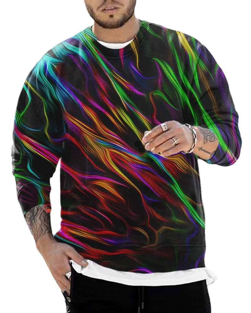 Men's D Digital Printing Loose Casual Round Neck