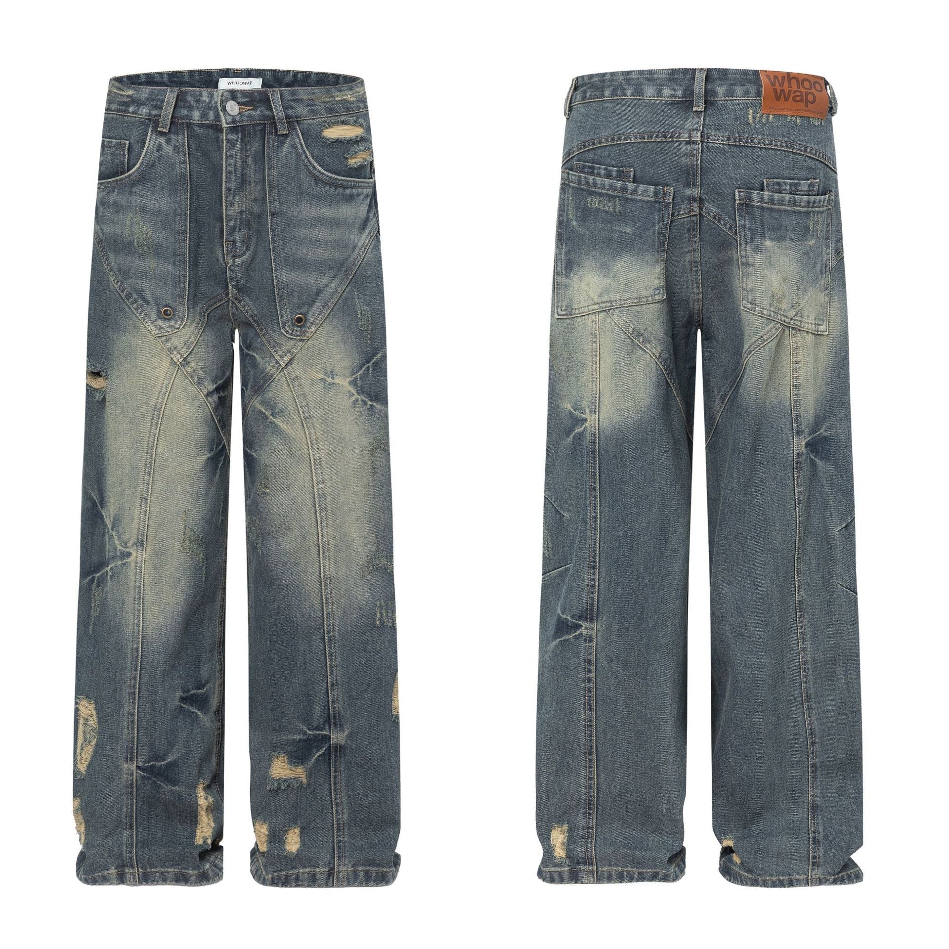 Straight Jeans Loose Distressed Retro Long Pants