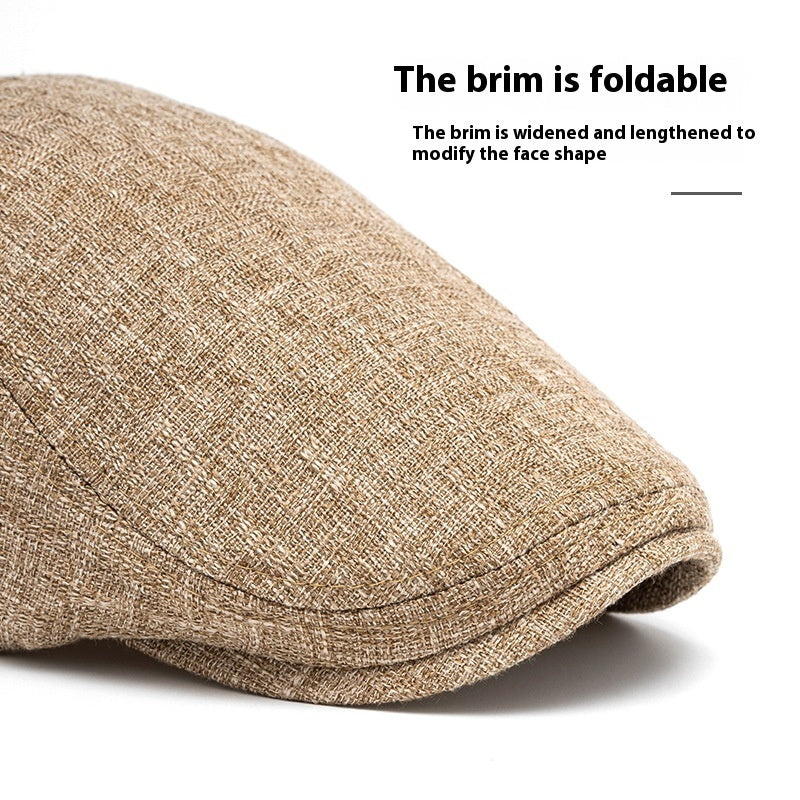 Breathable Cotton And Linen Beret Men's Retro Peaked Cap