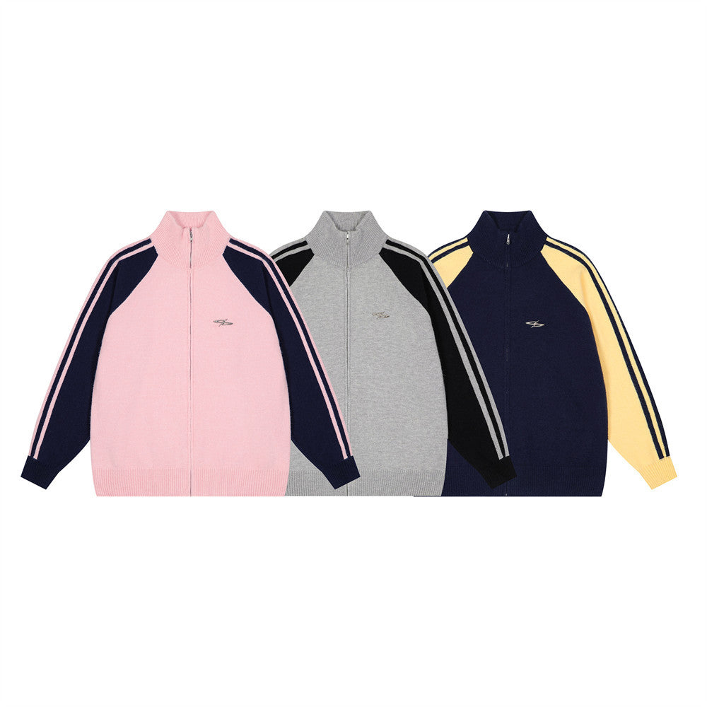 European And American Street Trendy Color Contrast Patchwork Long Sleeve Men's Loose High Street Sweater