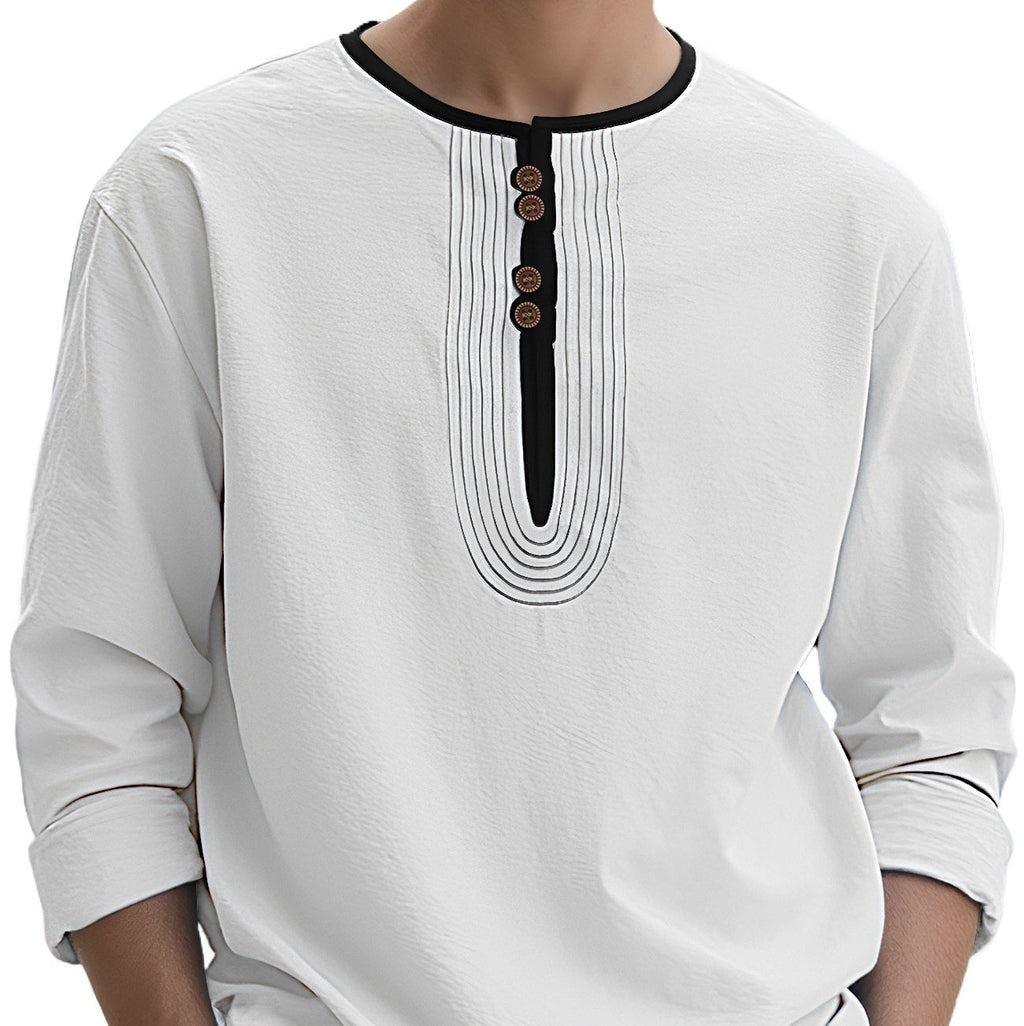 Men's Solid Color Linen Loose Casual Sport Long Sleeve