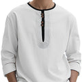 Men's Solid Color Linen Loose Casual Sport Long Sleeve