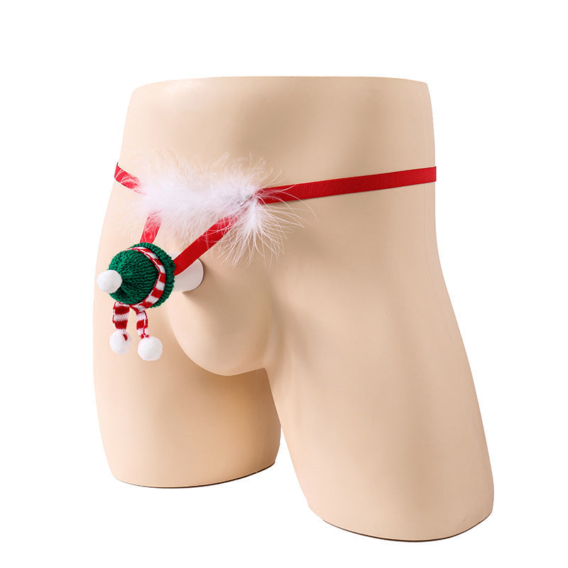 Men's Elastic Underwear Christmas Feather New Sexy