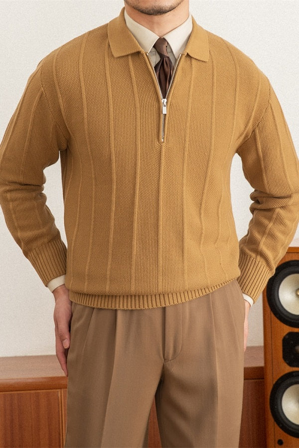 Warm Lapel Slightly Wide Casual Sweater For Men