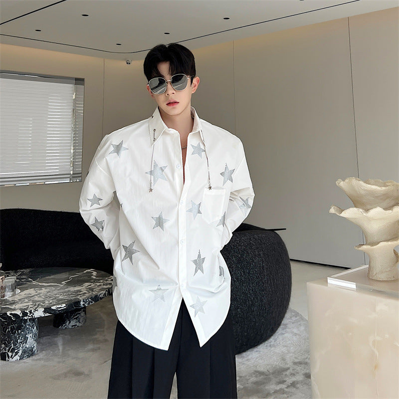 Fashion Personality Starry Print Design Top For Men