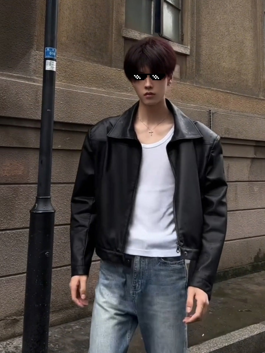 Leather Casual Baseball Uniform Motorcycle Jacket