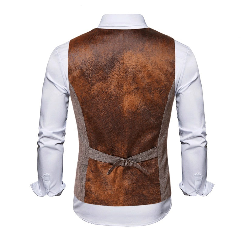 A Simple And Casual British Style Vest In Contrasting Colors For Men Without Straps