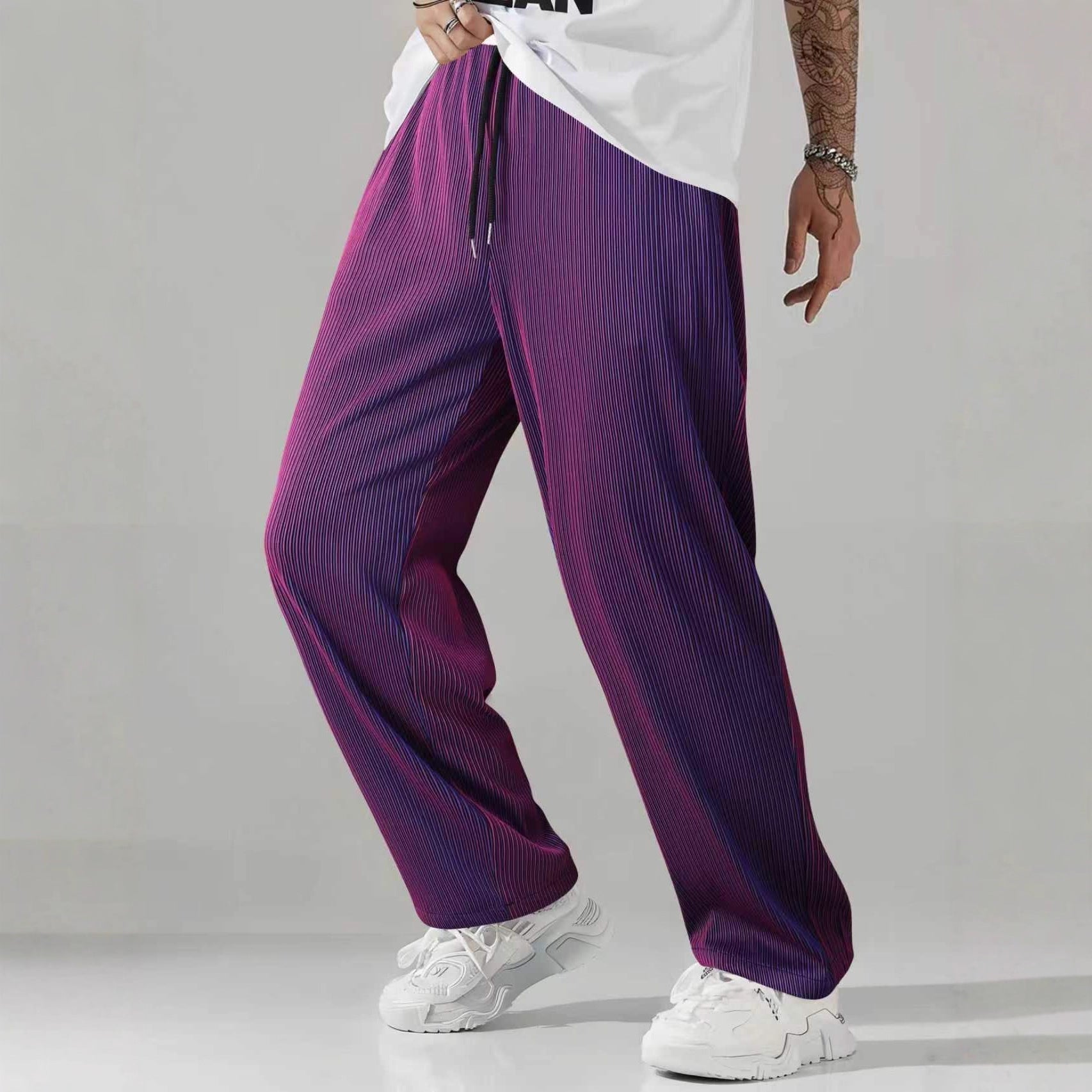 Camouflage Gradient Stripe Pants Wide-leg Men's Loose Drape Casual Light Luxury Trousers