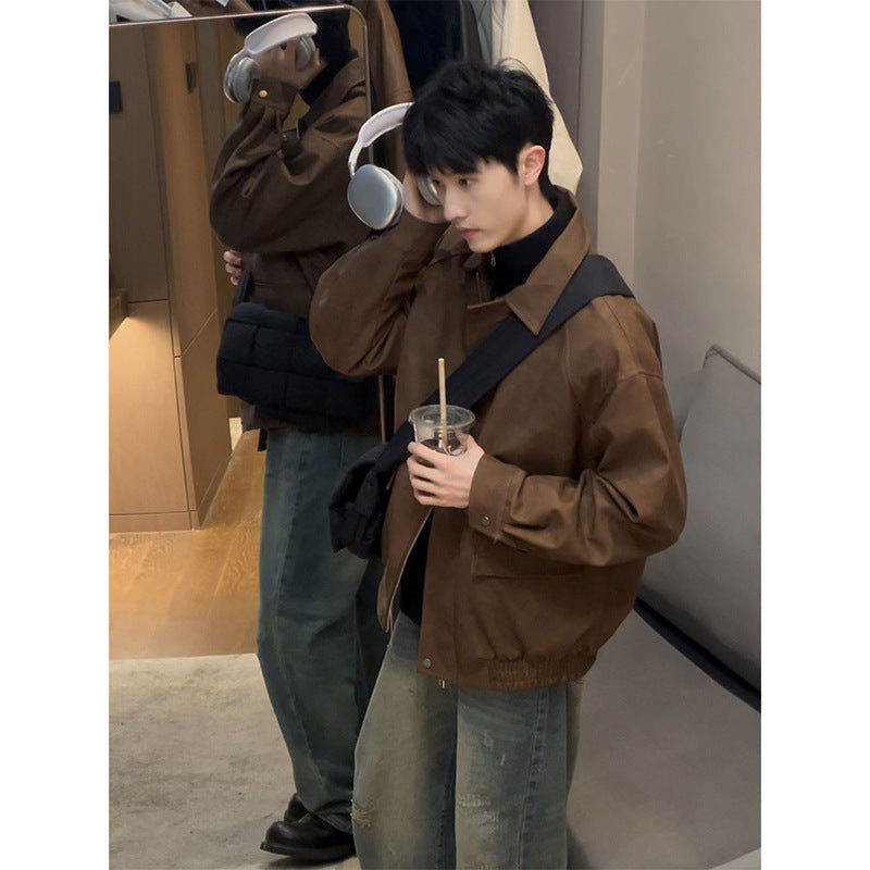 Maillard Short Pu Leather Coat Men