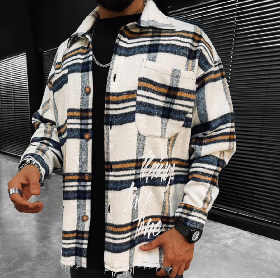 Men's Long-sleeved Casual Plaid Shirt