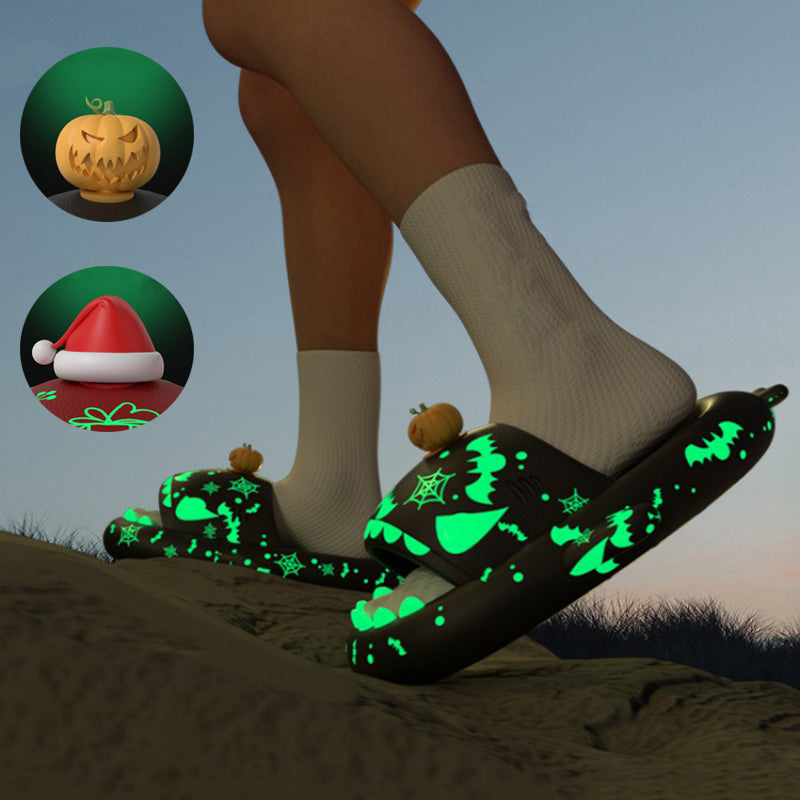 Halloween And Christmas Shoes Ins Luminous Shark Slippers Couple
