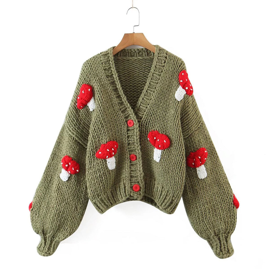 Autumn New Two-color Cute Mushroom Sweater Coat