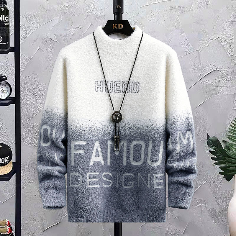 Men's Half Turtleneck With Fleece Thickened Sweater