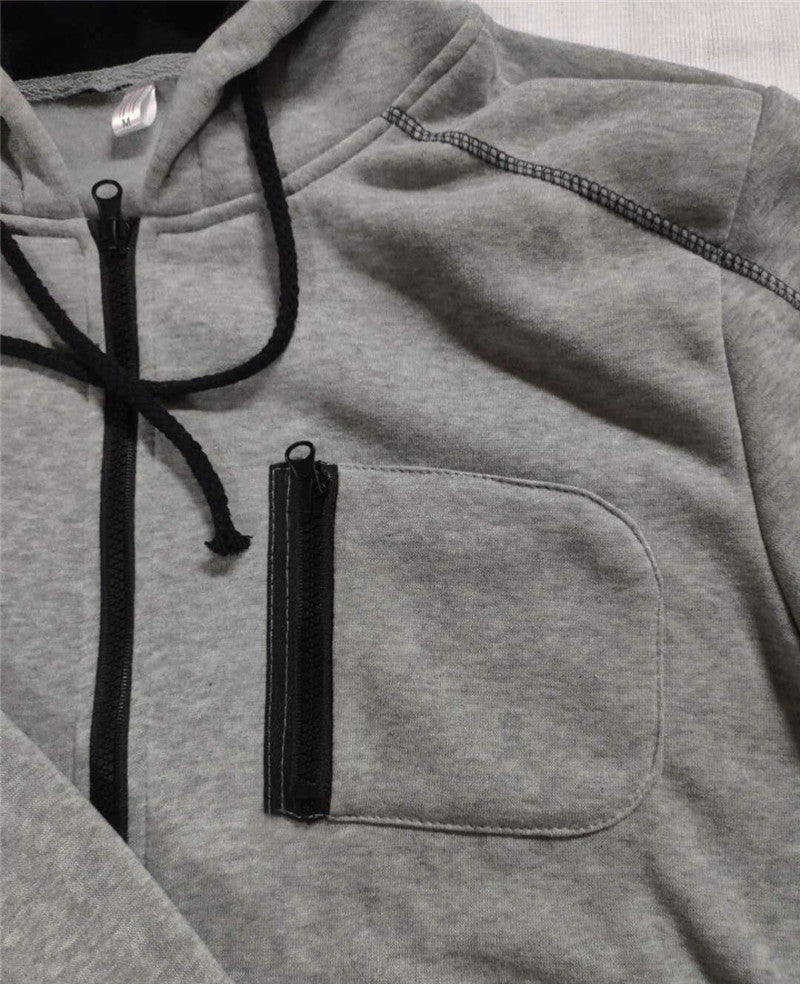 Hooded Long-sleeved Sweater And Pants Casual Zipper Suit