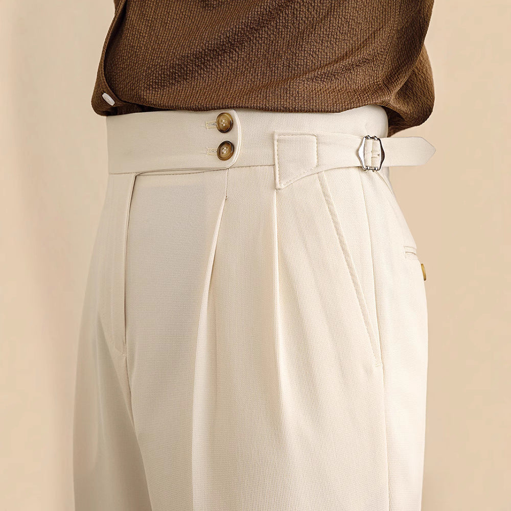 High Waist Straight Trousers Men's Business