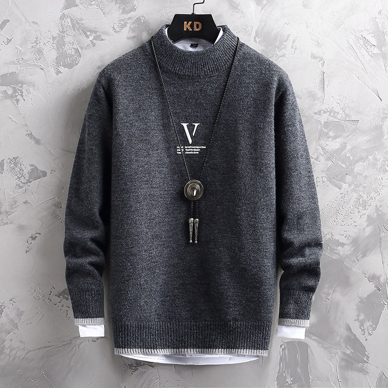 Half Turtleneck Sweater Men's Loose Long Sleeve Sweater