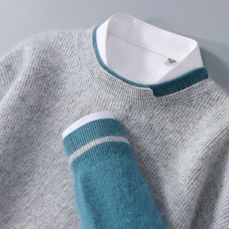 Mink Sweater Men's Round Neck Thickened Loose And Warm
