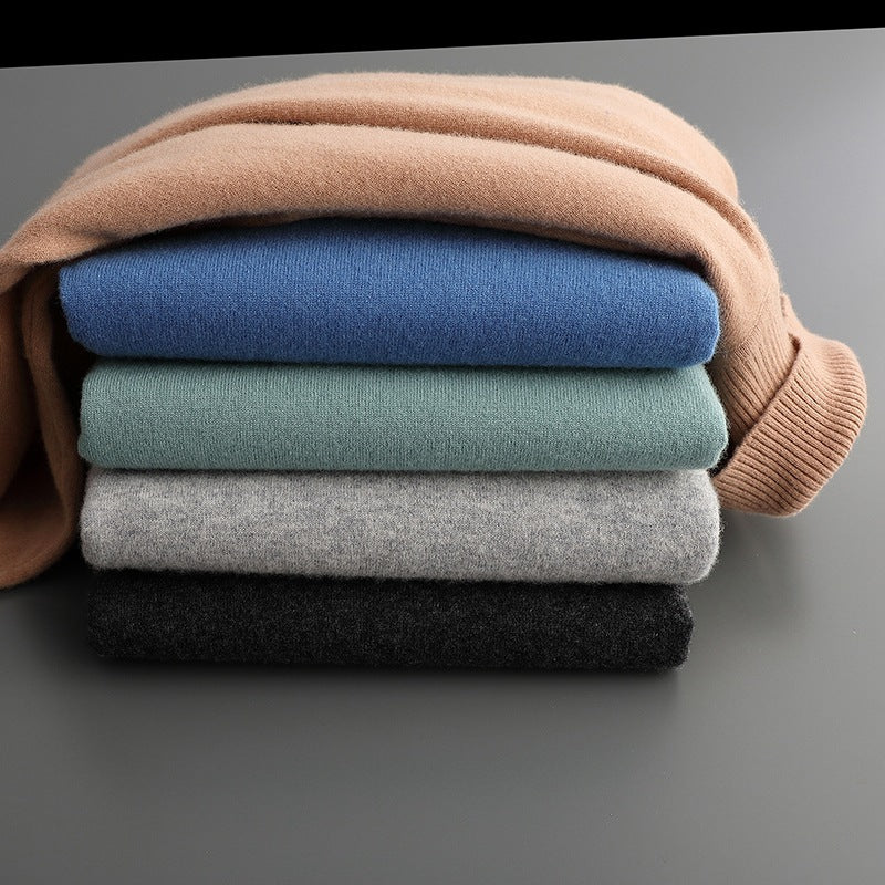 Pure Wool Sweater Men's High Collar Loose Thickened
