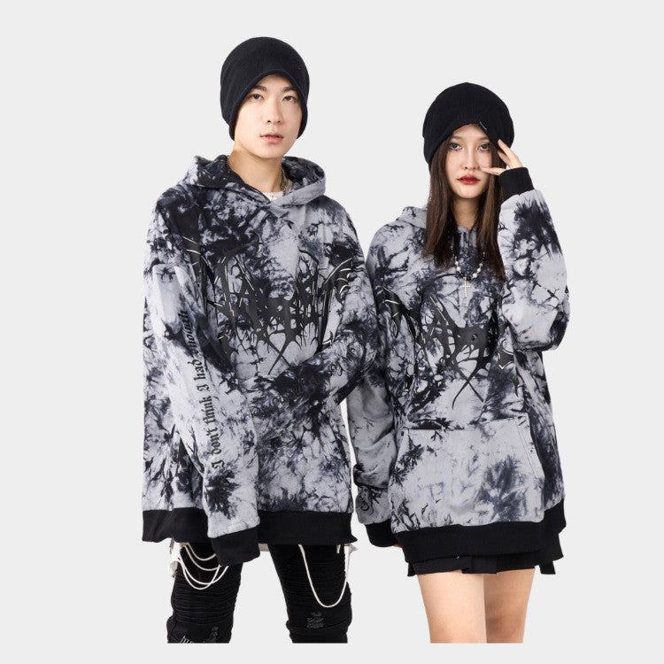 New Pullover Dark High-street Tie-dyed Hooded Sweater Loose