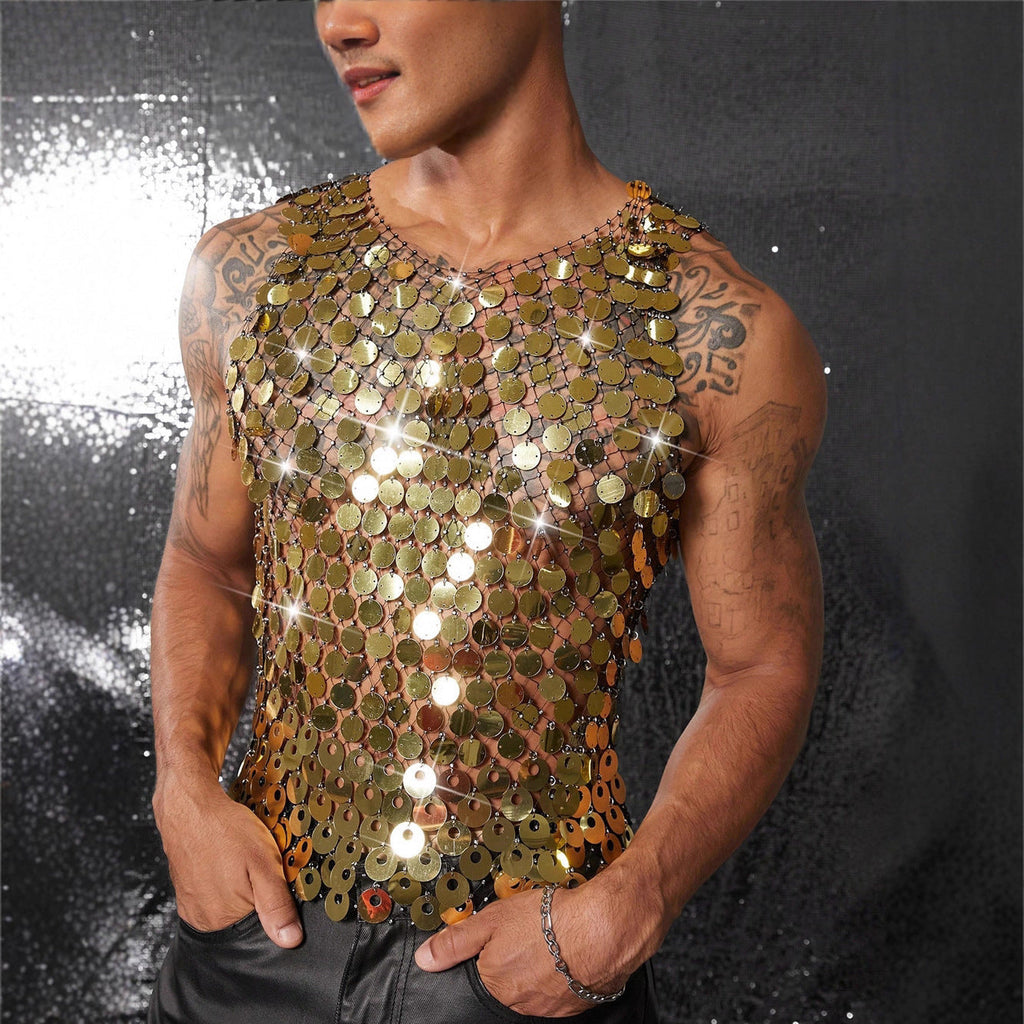 European And American Men's Hollow Vest Top