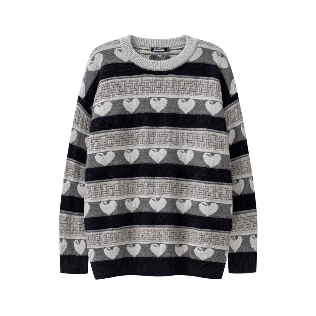 American Retro Contrast Color Knitted Sweater