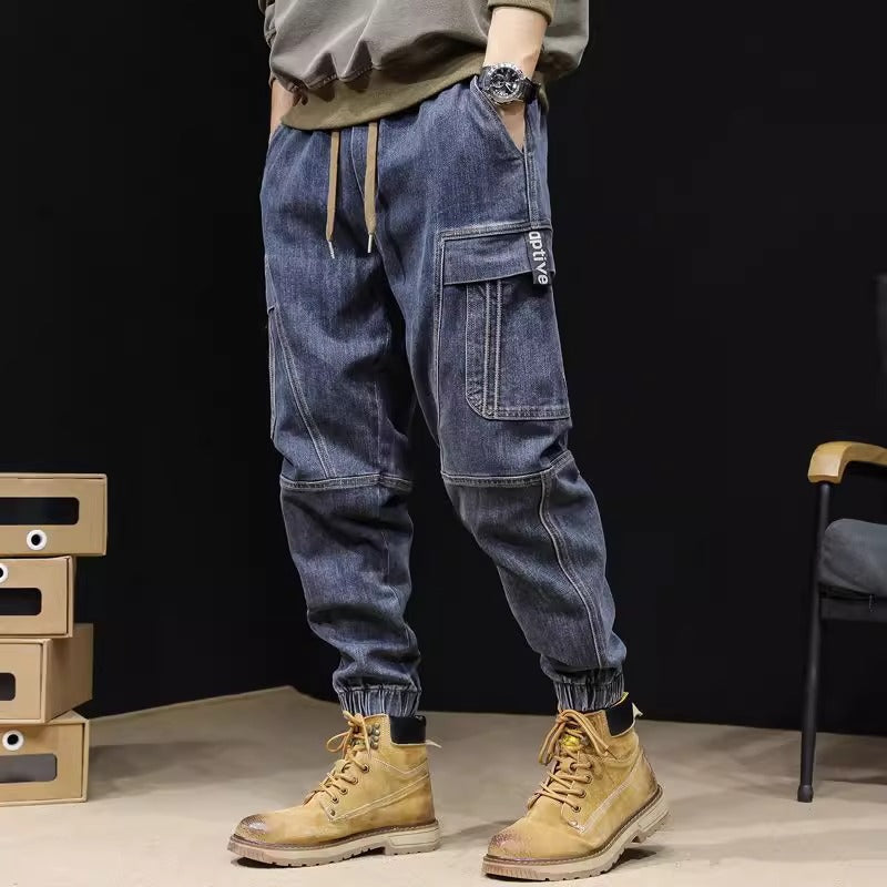 Men's Loose Retro Elastic Waist Jeans