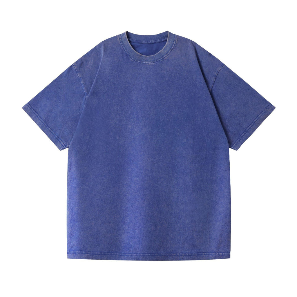 230g American Style Loose Distressed Retro Washed Men's Solid Color Short Sleeve