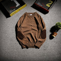 Men's Knitwear Solid Color Patch Handsome Student Crewneck Sweater