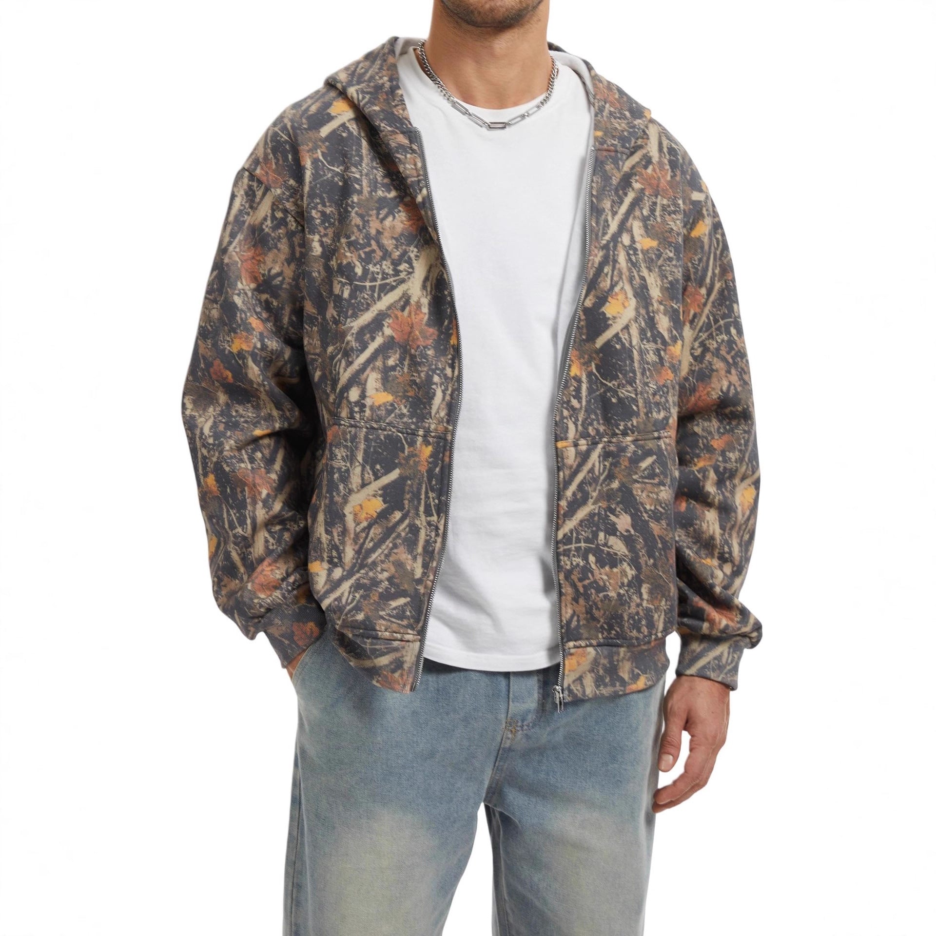 Men's Camouflage Zip-Up Hoodie Coat