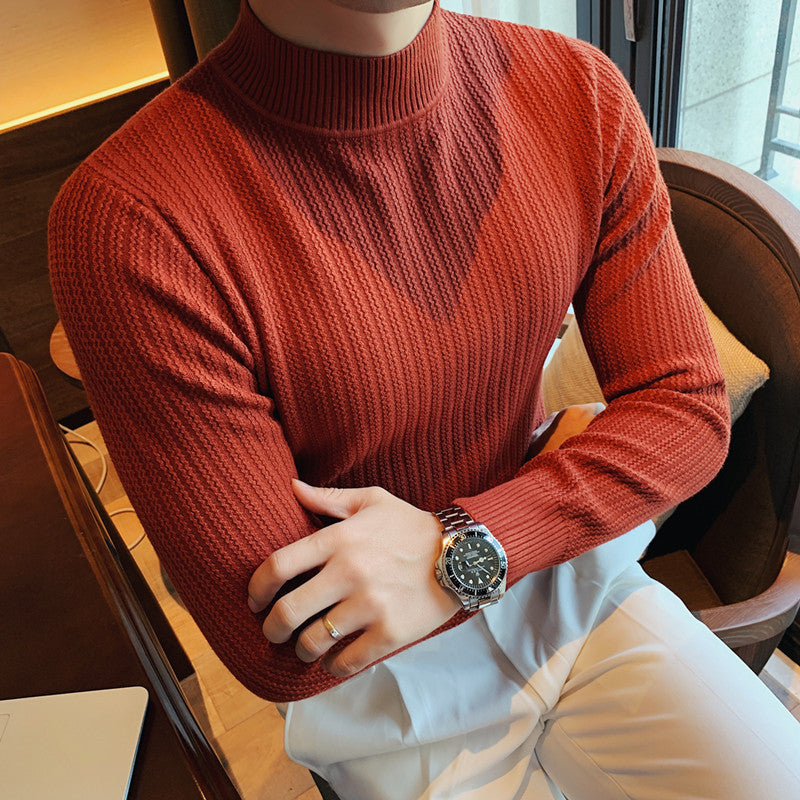 stand Collar Solid Color Sweater