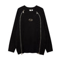 Men's High Street Two-way Zipper Patchwork Round Neck Sweater