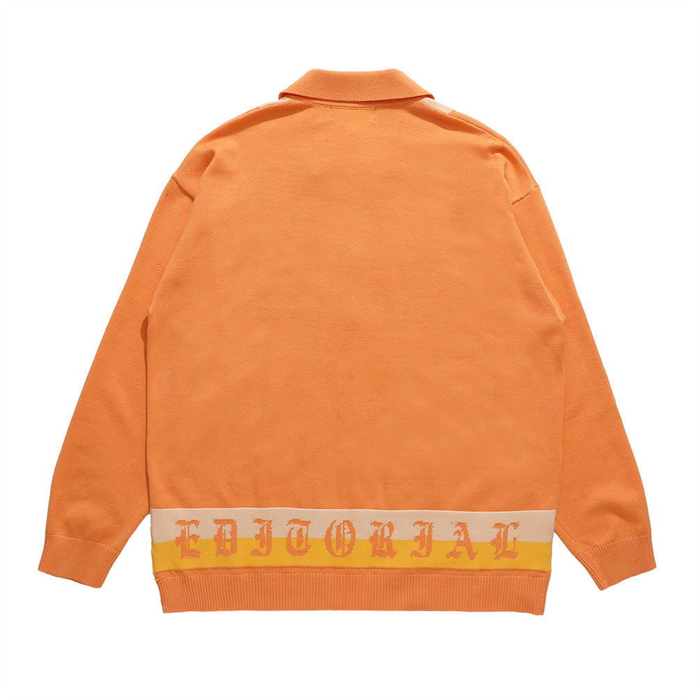 Jacquard Pentagram Lapel Knit Sweater Jacket Men's