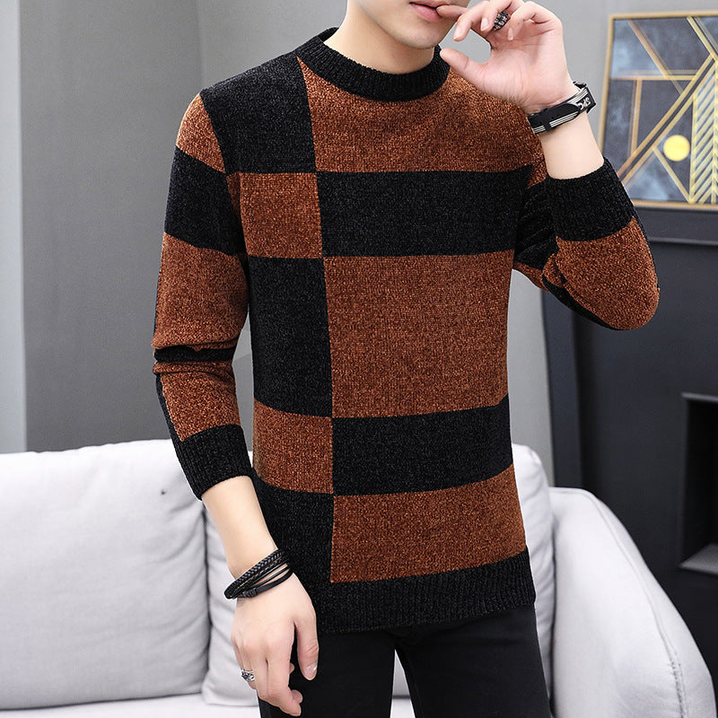 Sweater Men's Round Neck Sweater Korean Style Slim Trend To Keep Warm