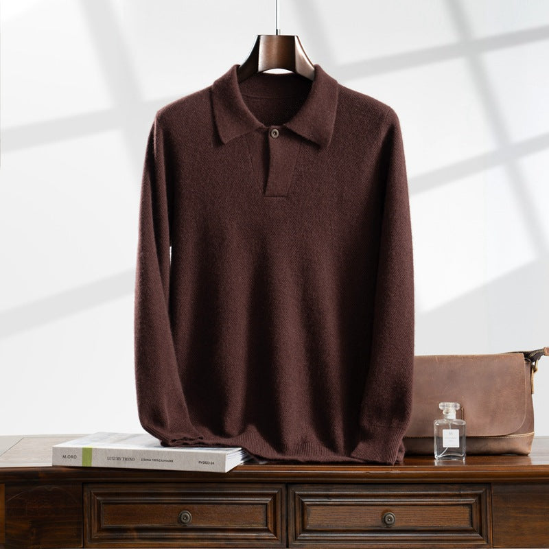 Men's Fashion Lapel Loose Casual Knit Sweater