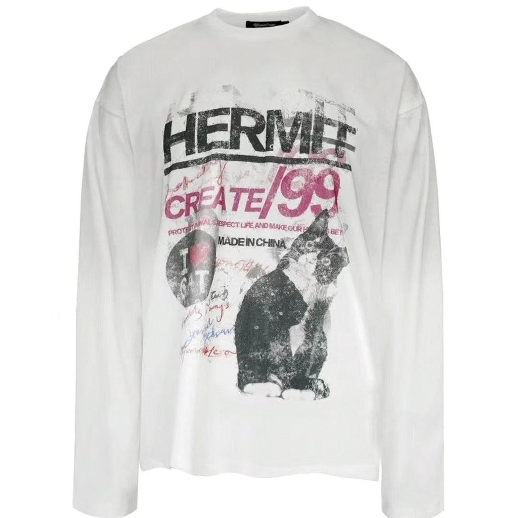 Spring And Autumn Pure Cotton Men And Women Loose Casual Top Long Sleeve