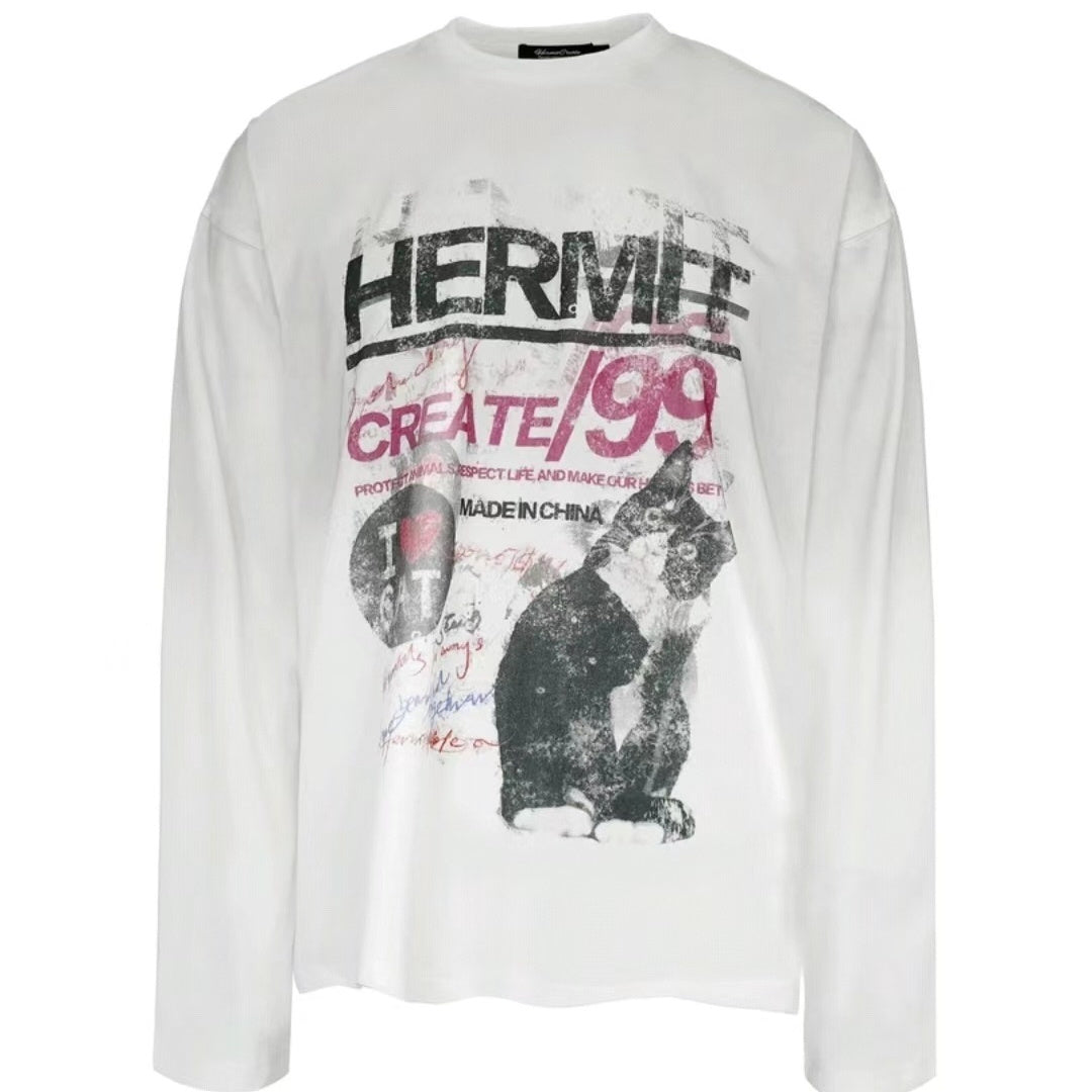 Spring And Autumn Pure Cotton Men And Women Loose Casual Top Long Sleeve