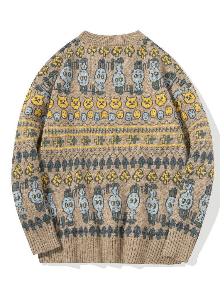 Men's Fashion Round Neck Knitted Loose Sweater