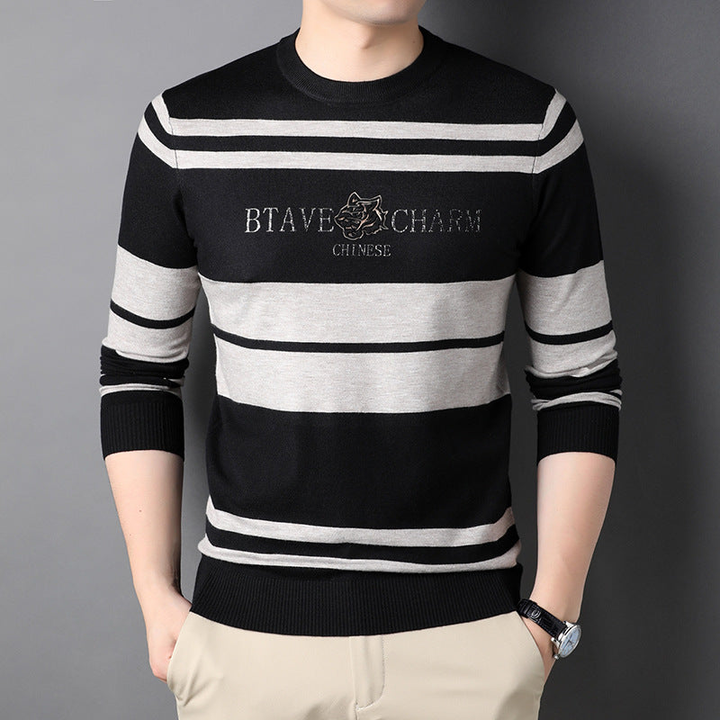 Middle-aged Round Neck Sweater Knitted Thin Bottoming Shirt Autumn Coat