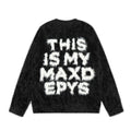 Retro Loose Letter Furry Round Neck Sweater