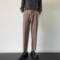 Black Straight-leg Draping Cropped Loose-fit Pants