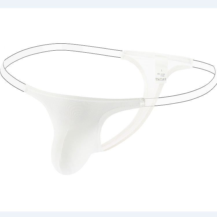 Men's Ice Silk White Thong Underwear