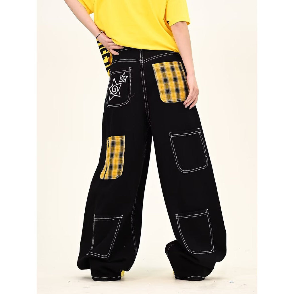 Personalized Letter Jeans Hip Hop Ins Trendy High Street Fashionable Pu Handsome Trousers