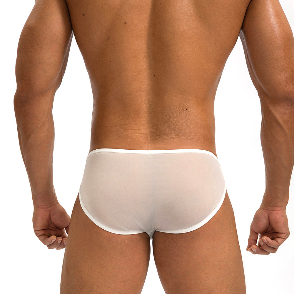 Men's Letter Printed Ice Silk Thin Low Waist Briefs Underwear