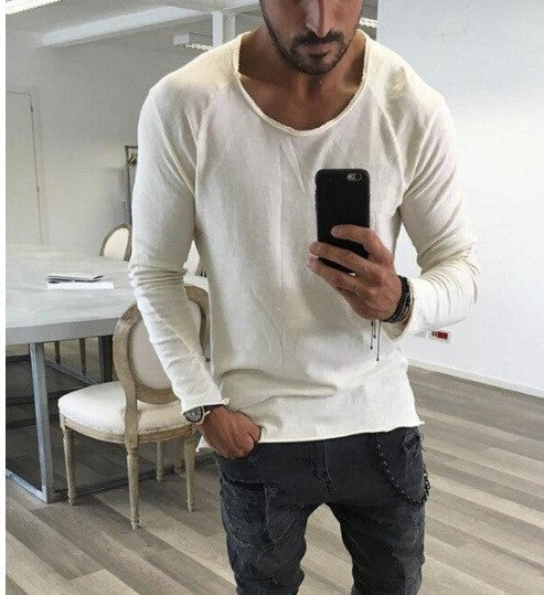 Sleeves With Slim Raw Edge And Solid Color